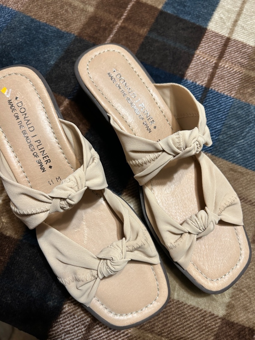 Donald J. Pliner Neutral Beige Knotted Slide Mules
